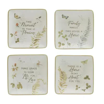 Certified International Green Fields 4-pc. Earthenware Appetizer Plate