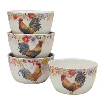 Certified International Floral Rooster 4-pc. Earthenware Ice Cream Bowl