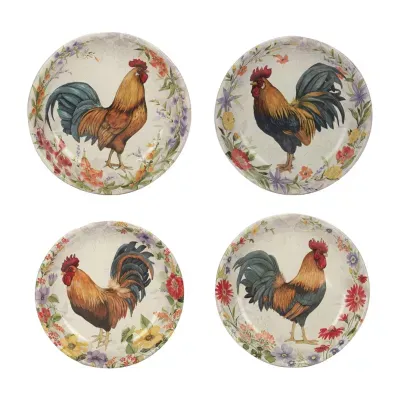 Certified International Floral Rooster 4-pc. Earthenware Soup Bowl