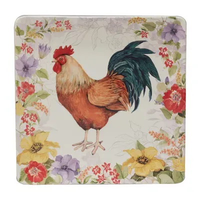 Certified International Floral Rooster Serving Platter