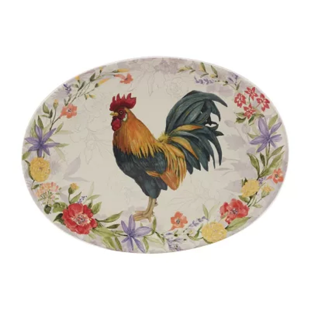 Certified International Floral Rooster Serving Platter