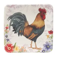 Certified International Floral Rooster 4-pc. Earthenware Appetizer Plate