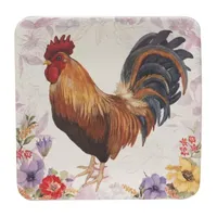 Certified International Floral Rooster 4-pc. Earthenware Appetizer Plate