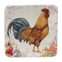 Certified International Floral Rooster 4-pc. Earthenware Appetizer Plate