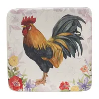 Certified International Floral Rooster 4-pc. Earthenware Appetizer Plate