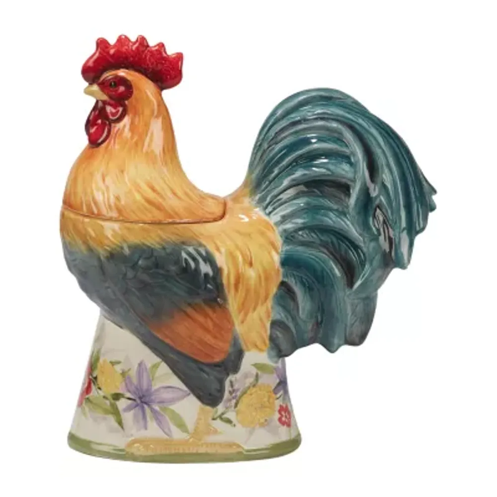 Certified International Floral Rooster Earthenware Cookie Jar