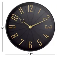 Westclox 12" Black & Gold Modern Wall Clock