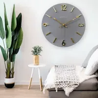 Westclox 16" Gray With Raised Gold Numbers Wall Clock