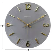 Westclox 16" Gray With Raised Gold Numbers Wall Clock