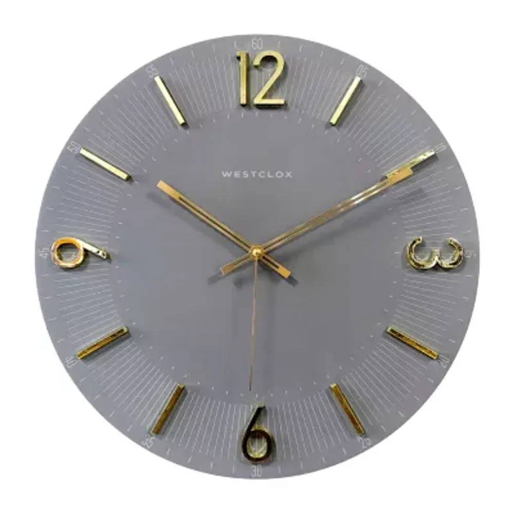 Westclox 16" Gray With Raised Gold Numbers Wall Clock