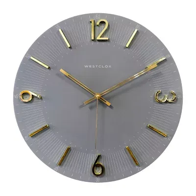 Westclox 16" Gray With Raised Gold Numbers Wall Clock