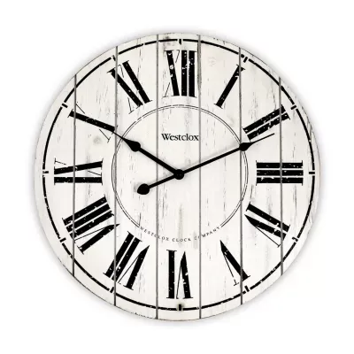 Westclox 18" Whitewash Wood Wall Clock