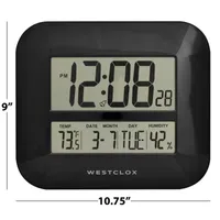 Westclox Black Digital With Date & Temp Silent/Non-Ticking Wall Clock