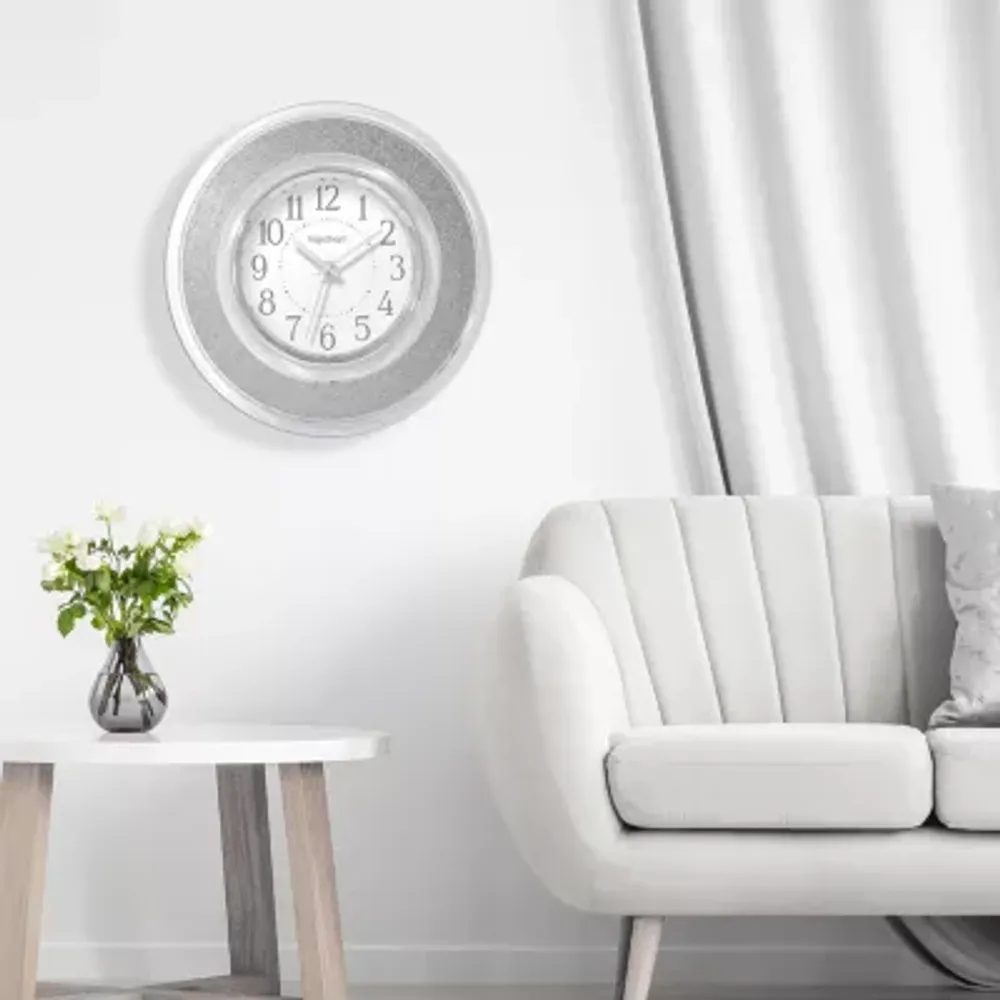 Westclox 12" Clear & Silver Glitter Wall Clock