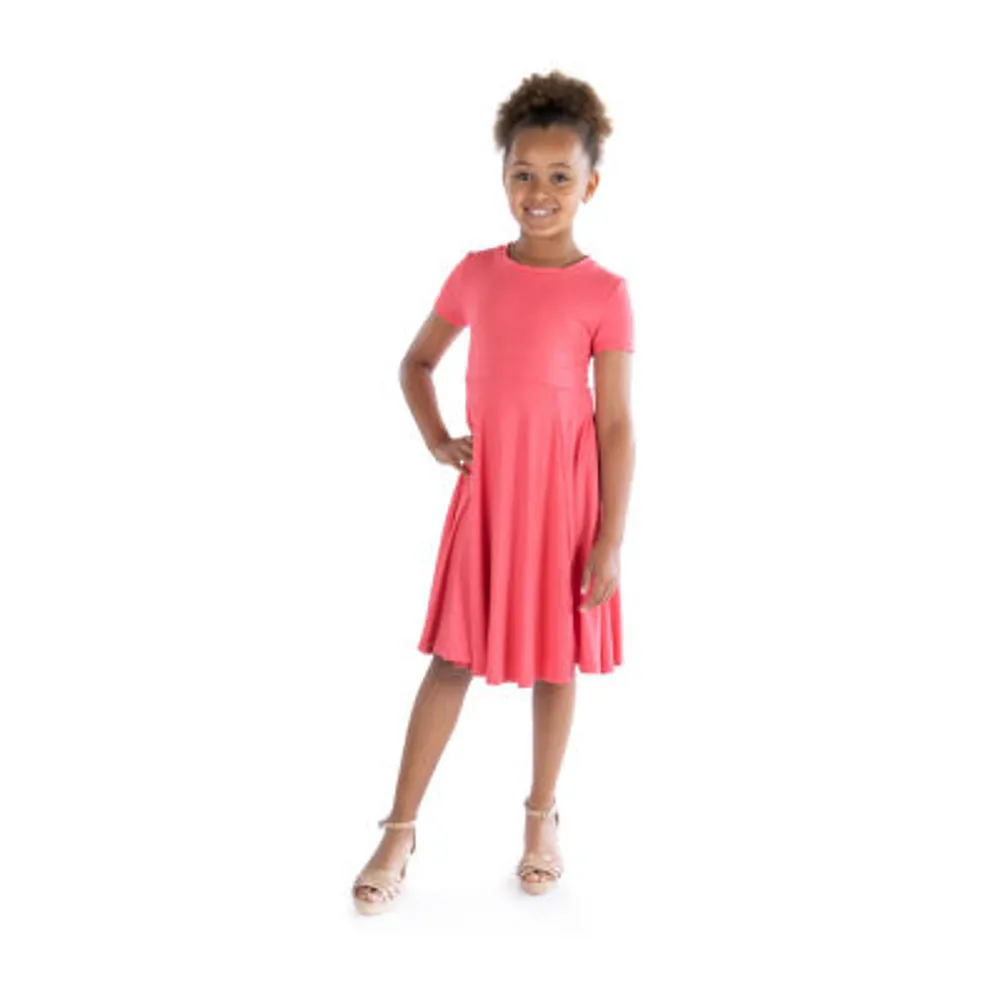 24sevenkid Big Girls Short Sleeve Fit + Flare Dress