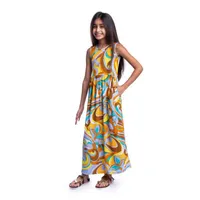 24seven Comfort Apparel Big Girls Sleeveless Floral Maxi Dress