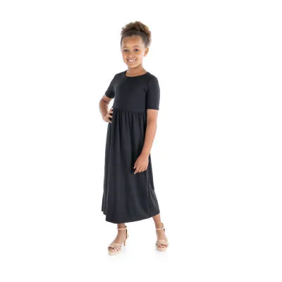 24seven Comfort Apparel Big Girls Short Sleeve A-Line Dress