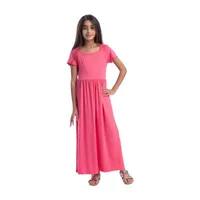 24seven Comfort Apparel Big Girls Short Sleeve Maxi Dress