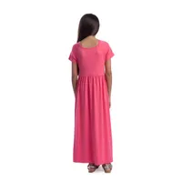 24seven Comfort Apparel Big Girls Short Sleeve Maxi Dress