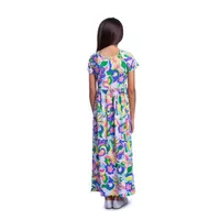 24sevenkid Big Girls Short Sleeve Floral Maxi Dress