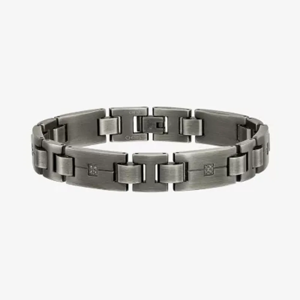 Gray Stainless Steel 9 Inch Link Chain Bracelet