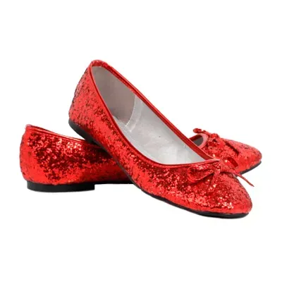 Womens Red Glitter Star Flat Costume Footwear - The Wizard Of Oz