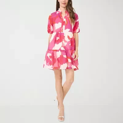 MSK Womens Short Sleeve Floral Shift Dress