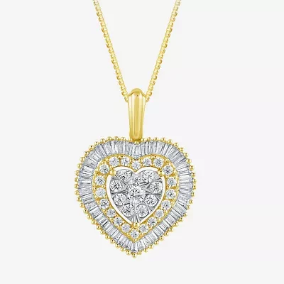 Diamond Blossom (G Womens 1 CT. T.W. Lab Grown White Diamond 10K White Gold Heart 18 Inch Pendant Necklace