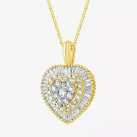 Diamond Blossom (G Womens 1 CT. T.W. Lab Grown White Diamond 10K White Gold Heart 18 Inch Pendant Necklace