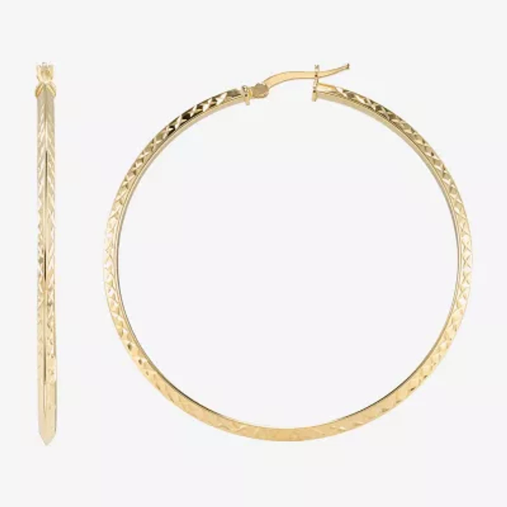 Made in Italy Womens 14K Gold Over Silver 55mm Round Hoop Earrings