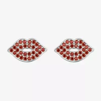 Diamonart Marilyn Monroe Lips Red Cubic Zirconia Platinum Over Silver 7.8mm Stud Earrings