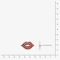 Diamonart Marilyn Monroe Lips Red Cubic Zirconia Platinum Over Silver 7.8mm Stud Earrings