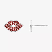 Diamonart Marilyn Monroe Lips Red Cubic Zirconia Platinum Over Silver 7.8mm Stud Earrings