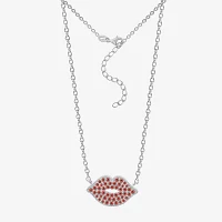 Diamonart Marilyn Monroe Womens Red Cubic Zirconia Platinum Over Silver Round 16 Inch Pendant Necklace