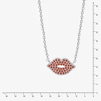 Diamonart Marilyn Monroe Womens Red Cubic Zirconia Platinum Over Silver Round 16 Inch Pendant Necklace