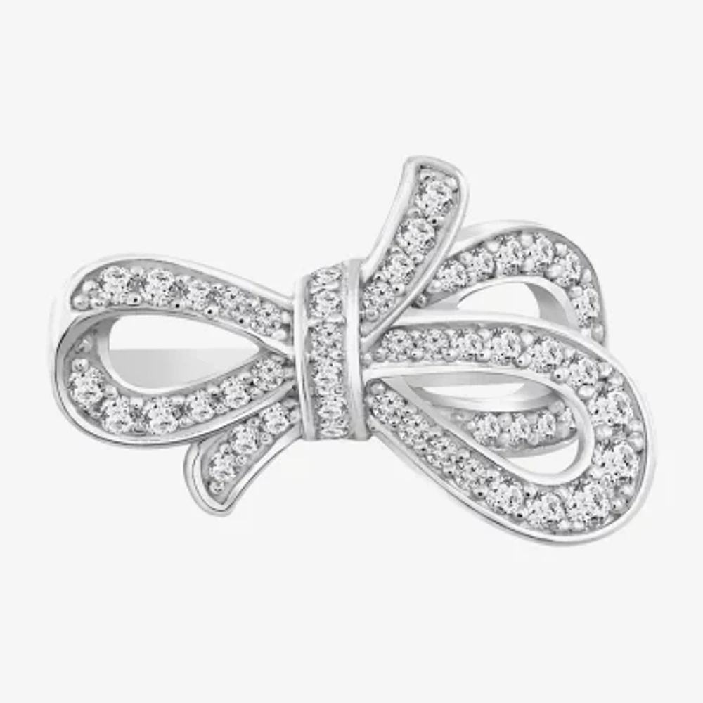 Diamonart Marilyn Monroe Womens Cubic Zirconia Platinum Over Silver Bow Cocktail Ring