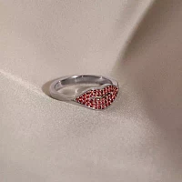 Diamonart Marilyn Monroe Womens Red Cubic Zirconia Platinum Over Silver Round Signet Ring