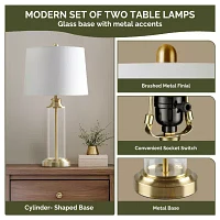 Gold 510 Design Clarity Glass Cylinder Table Lamp Set of 2
