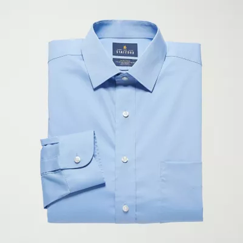 Stafford Magna Ready® Mens Regular Fit Easy-on + Easy-off Sensory Friendly Adaptive Stretch Fabric Wrinkle Free Long Sleeve Dress Shirt