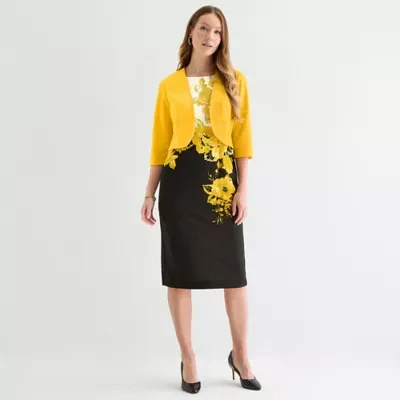 Maya Brooke Womens Floral Jacket Dress