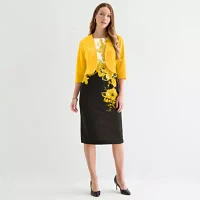 Maya Brooke Womens Floral Jacket Dress