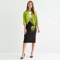 Maya Brooke Womens Floral Jacket Dress