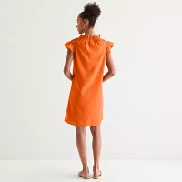 Robbie Bee Womens Short Sleeve Shift Dress