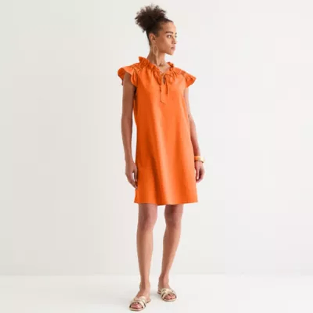Robbie Bee Womens Short Sleeve Shift Dress