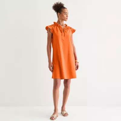 Robbie Bee Womens Short Sleeve Shift Dress