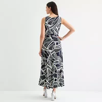 Sandra Darren Womens Sleeveless Abstract Maxi Dress