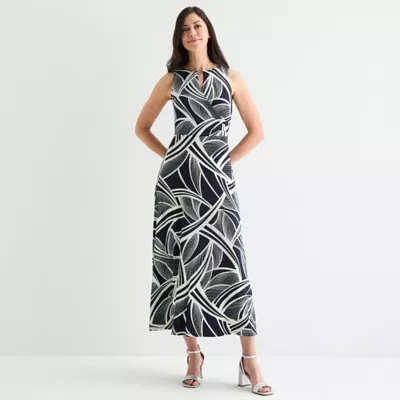 Sandra Darren Womens Sleeveless Abstract Maxi Dress
