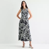 Sandra Darren Womens Sleeveless Abstract Maxi Dress