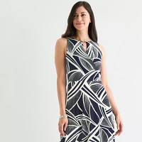 Sandra Darren Womens Sleeveless Abstract Maxi Dress