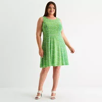 Perceptions Womens Floral Jacket Dress Plus
